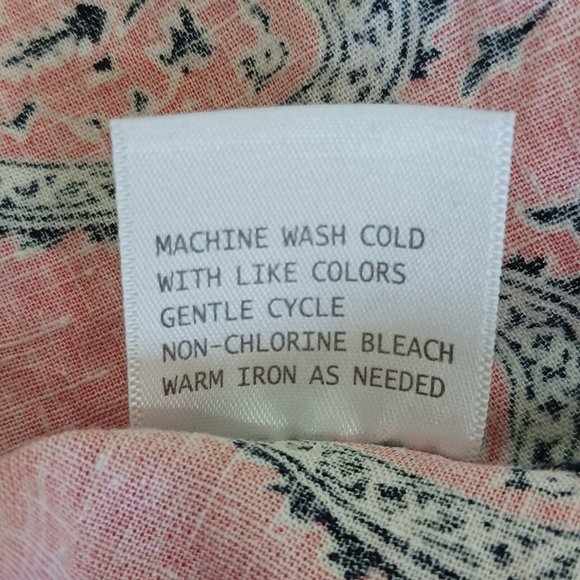 C&C California Women's Linen Blend Peasant Smocked Paisley Pink/Blue Top Size L - Picture 11 of 12